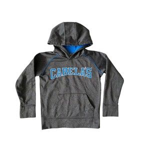 Cabela's Kids Hoodie Gray/Blue Youth S‎ Long Sleeves Thumb Holes Excellent